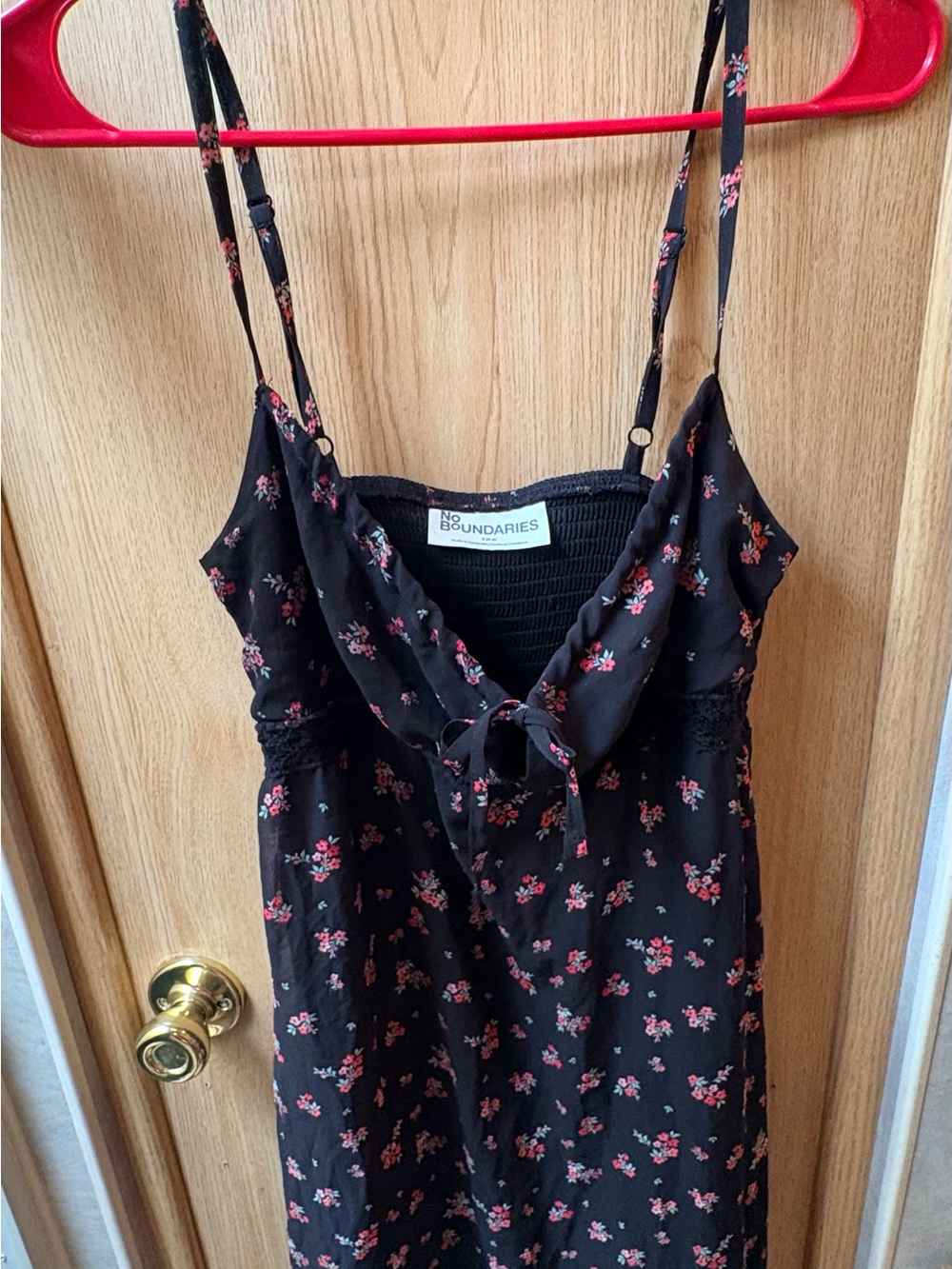 No Boundaries Black Floral Tie-Front Cami Dress